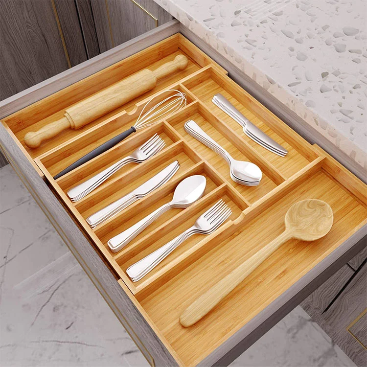 Wholesale Office Tools Kitchen Bamboo Expandable Drawer Organizer