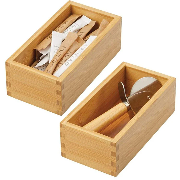 High Quality Bamboo Table Top Expandable Drawer Organizer Box For Utensils