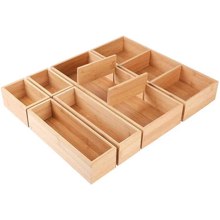 Customized Wholesale Desk Storage Kitchen Drawer Bamboo Organizer Adjustable