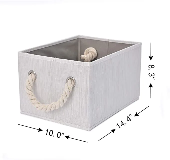 3-Pack Storage Basket Cotton Rope Handles for Shelves, Mixing of Beige, Ivory