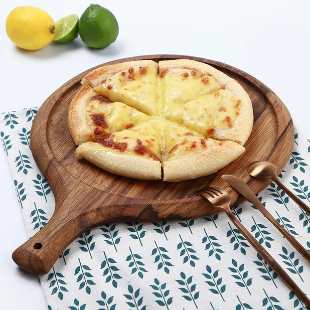Unpainted Solid Wood Round Cutting Board Nordic Wind With Handle Wooden Breadboard Pizza Acacia Small Cheese Board