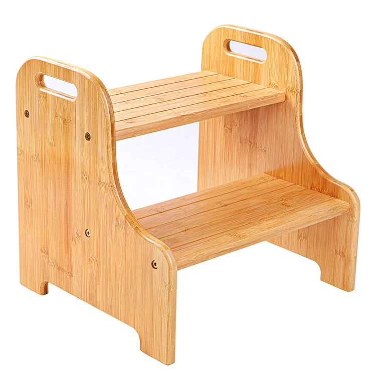 Custom Household Bamboo Ladder Stool Baby Toilet Seat With Step Stool