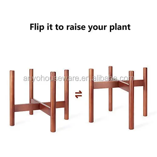 Modern Eco-Friendly customized brown color 100% bamboo wood flower plant stand for indoor planters