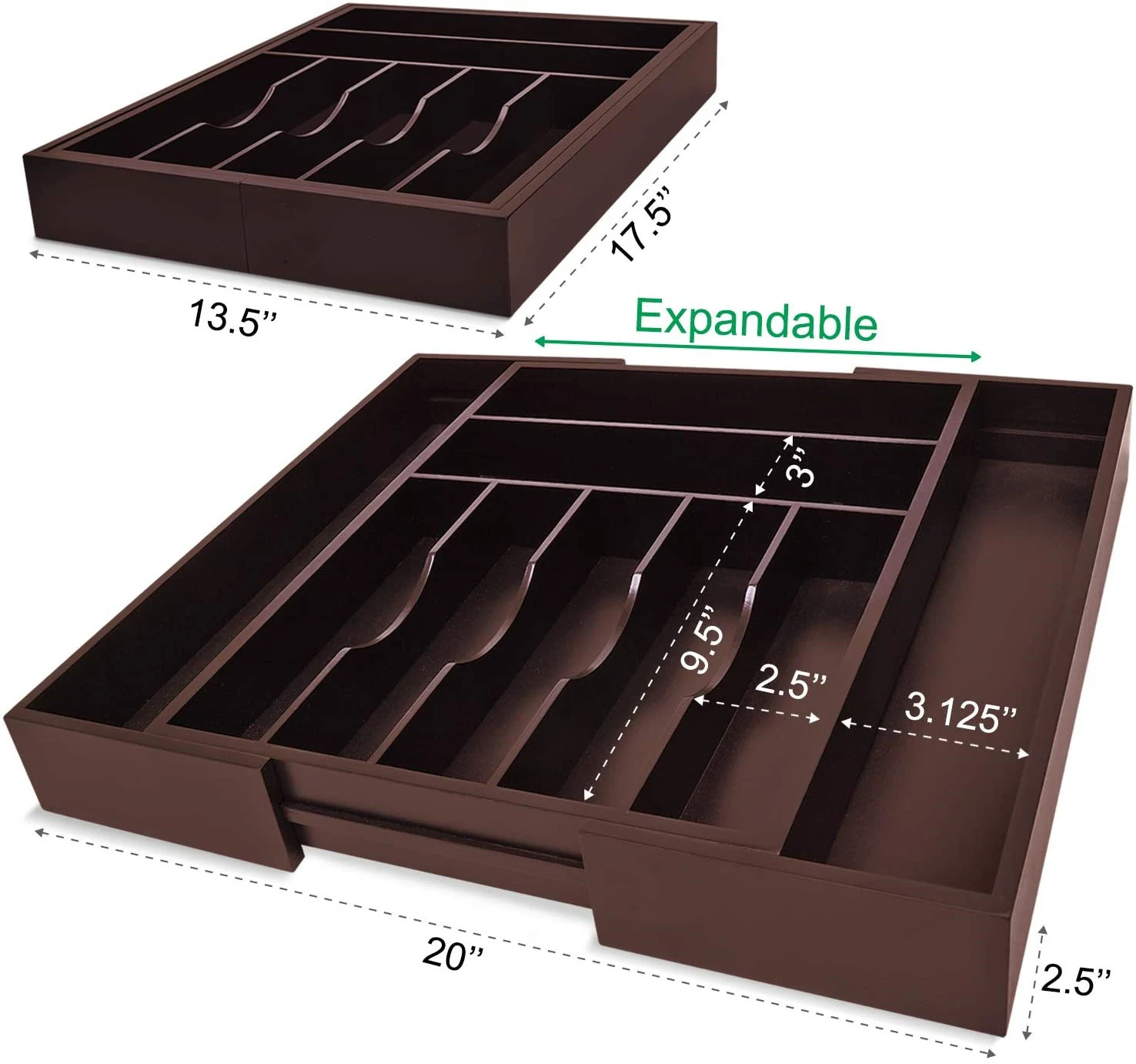 Factory Expandable High Quality Bamboo Kitchen Drawer Dividers for Kitchen Use Brown