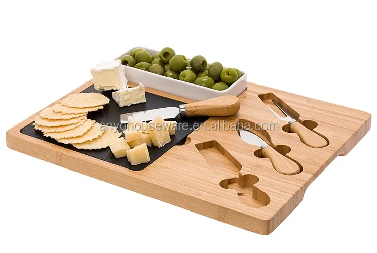 cheap Hot selling Food Serving Board Bamboo Cheese Cutting Board with plastic box