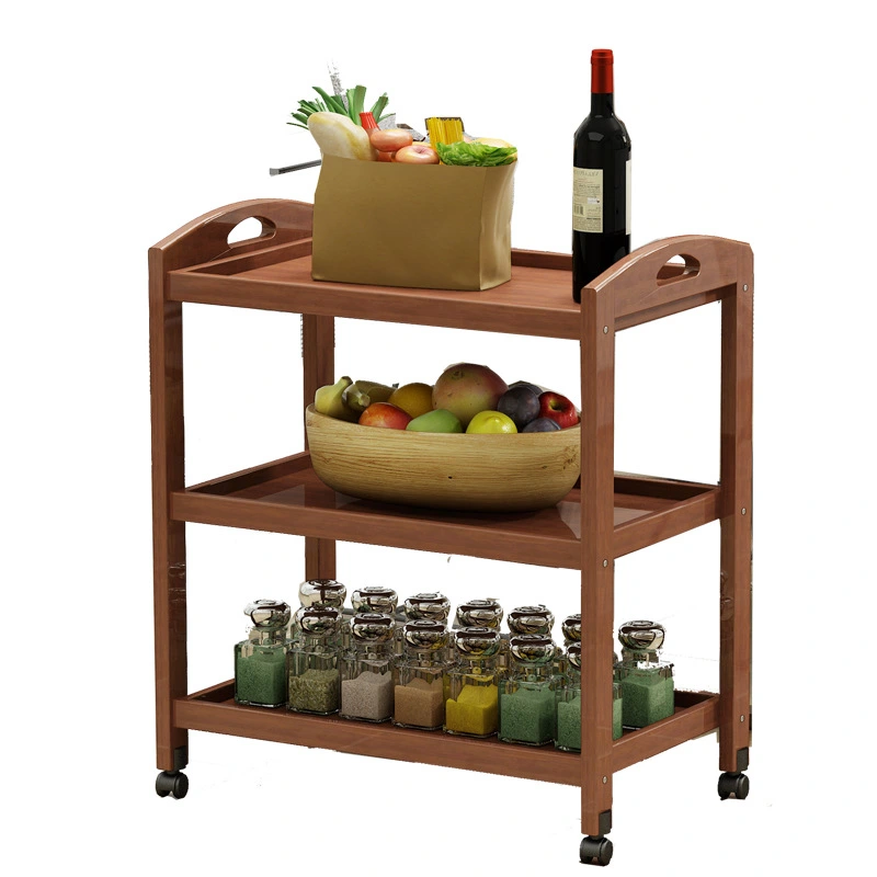 Kitchen Storage Furniture for Dining Rooms Serving Cart Wood Top Bamboo Trolley Cart