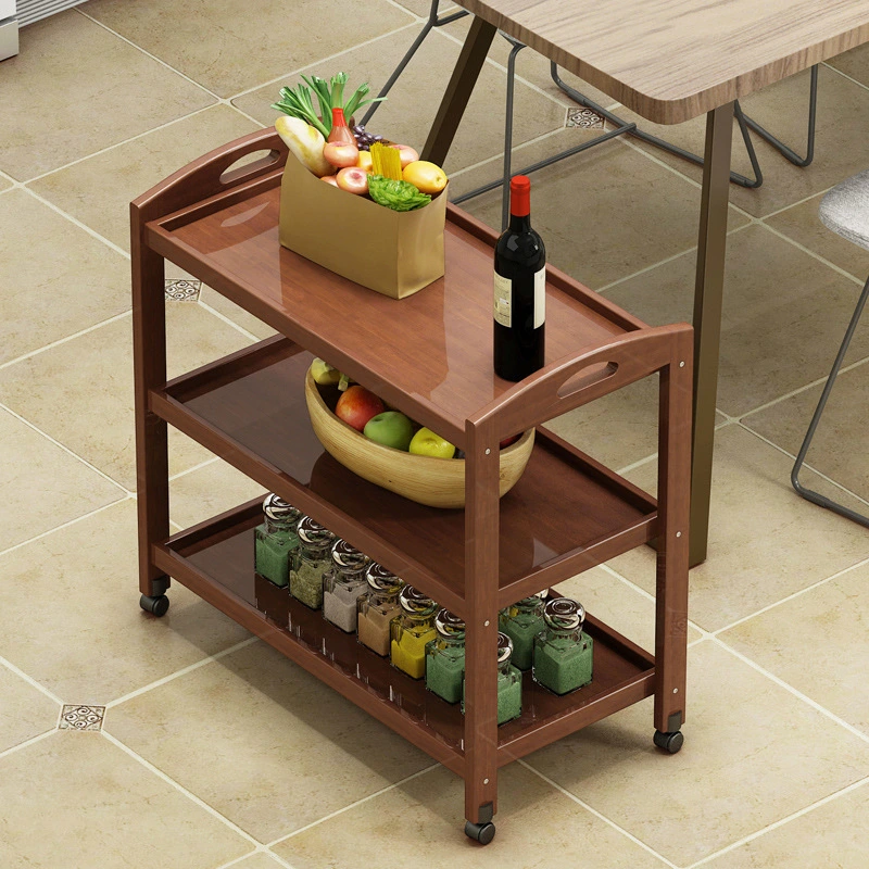Kitchen Storage Furniture for Dining Rooms Serving Cart Wood Top Bamboo Trolley Cart
