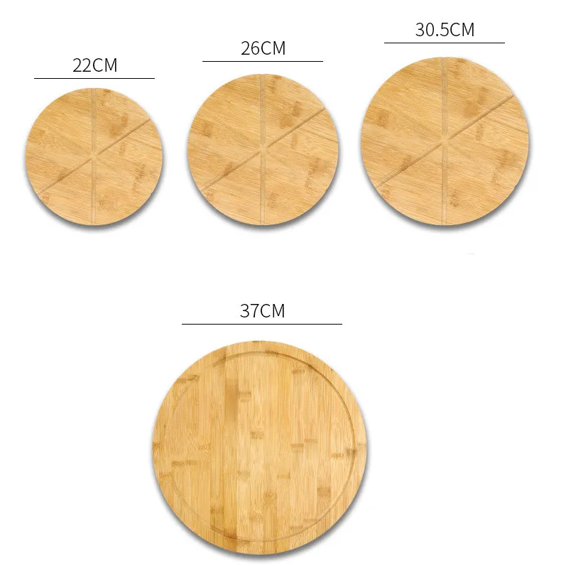 Round shape natural bamboo bread cutting board household pizza peel