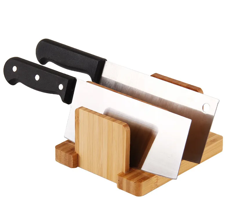 Bamboo kitchen pot cover storage rack cutting board knife display holder