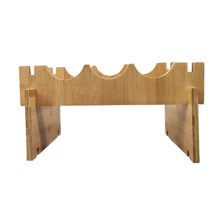 Easy assemable free standing eco-friendly bamboo wine display rack