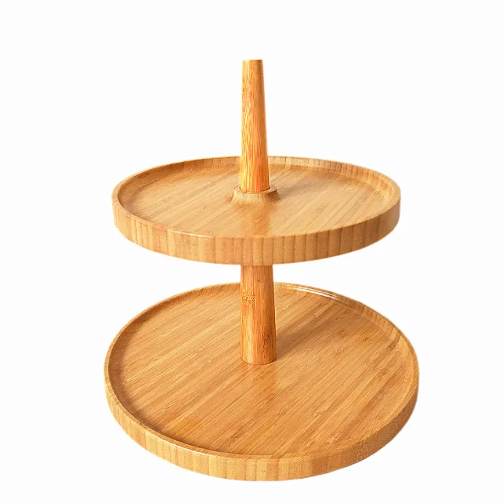 Wedding decorative customized cheap 3 tier bamboo cake stand fruit tray