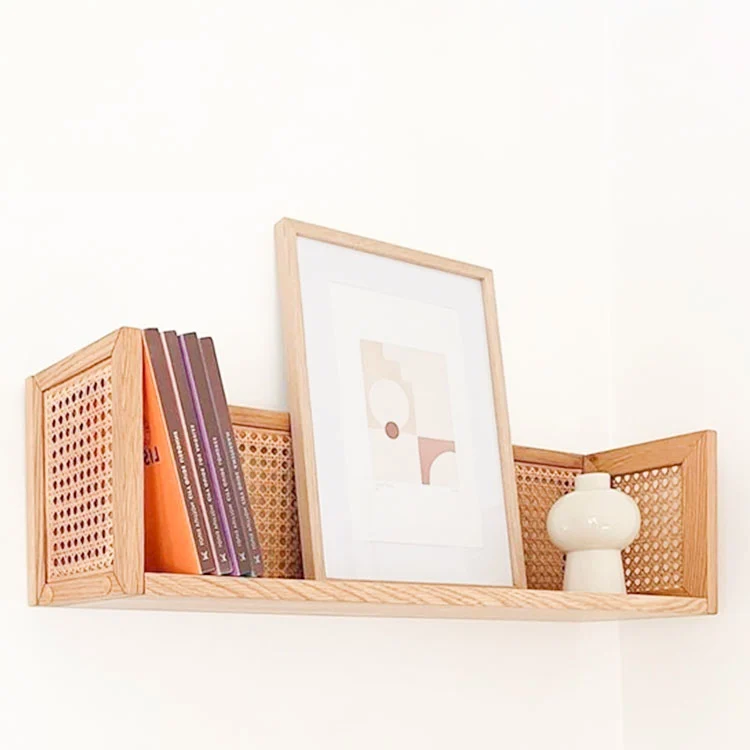 Eco-friendly Bamboo Floating Storage Shelf Decorative wood Wall Shelves home decor for living room
