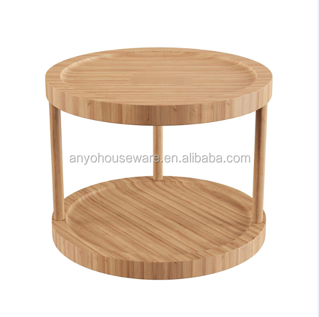 kitchen Storage Shelf Turntable for Spice Rack Organizer Bamboo Turntable