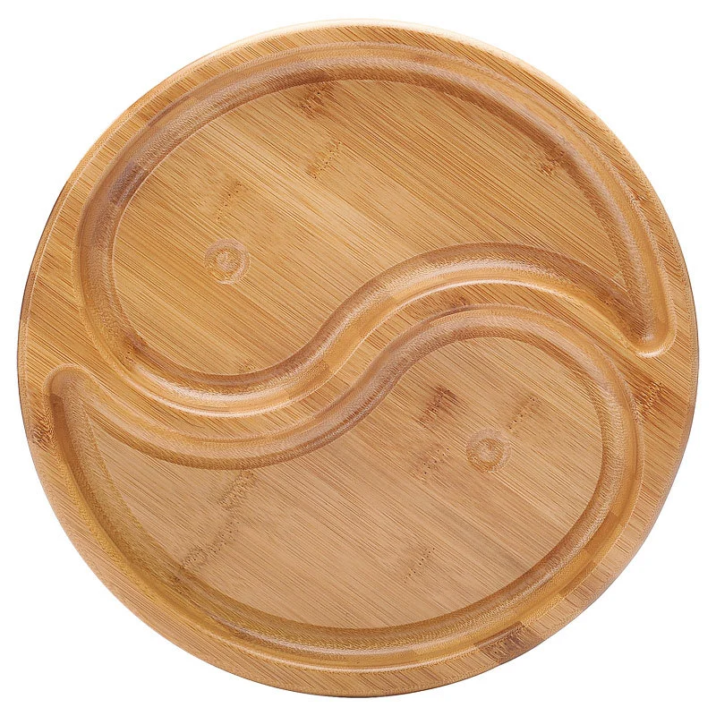 High Quality Round Wood Bamboo Serving Tray Snack Dry Fruit Platter Food Tray