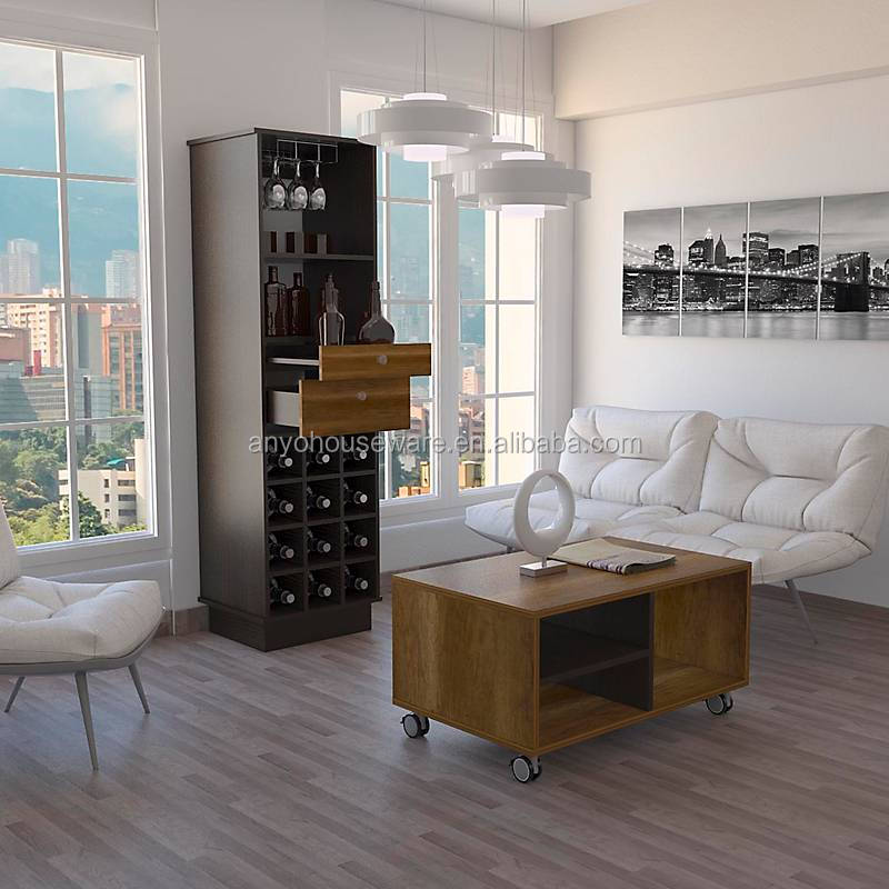 Wholesale Tall Wine bar Kitchen Cabinet with Wine Rack and Drawer