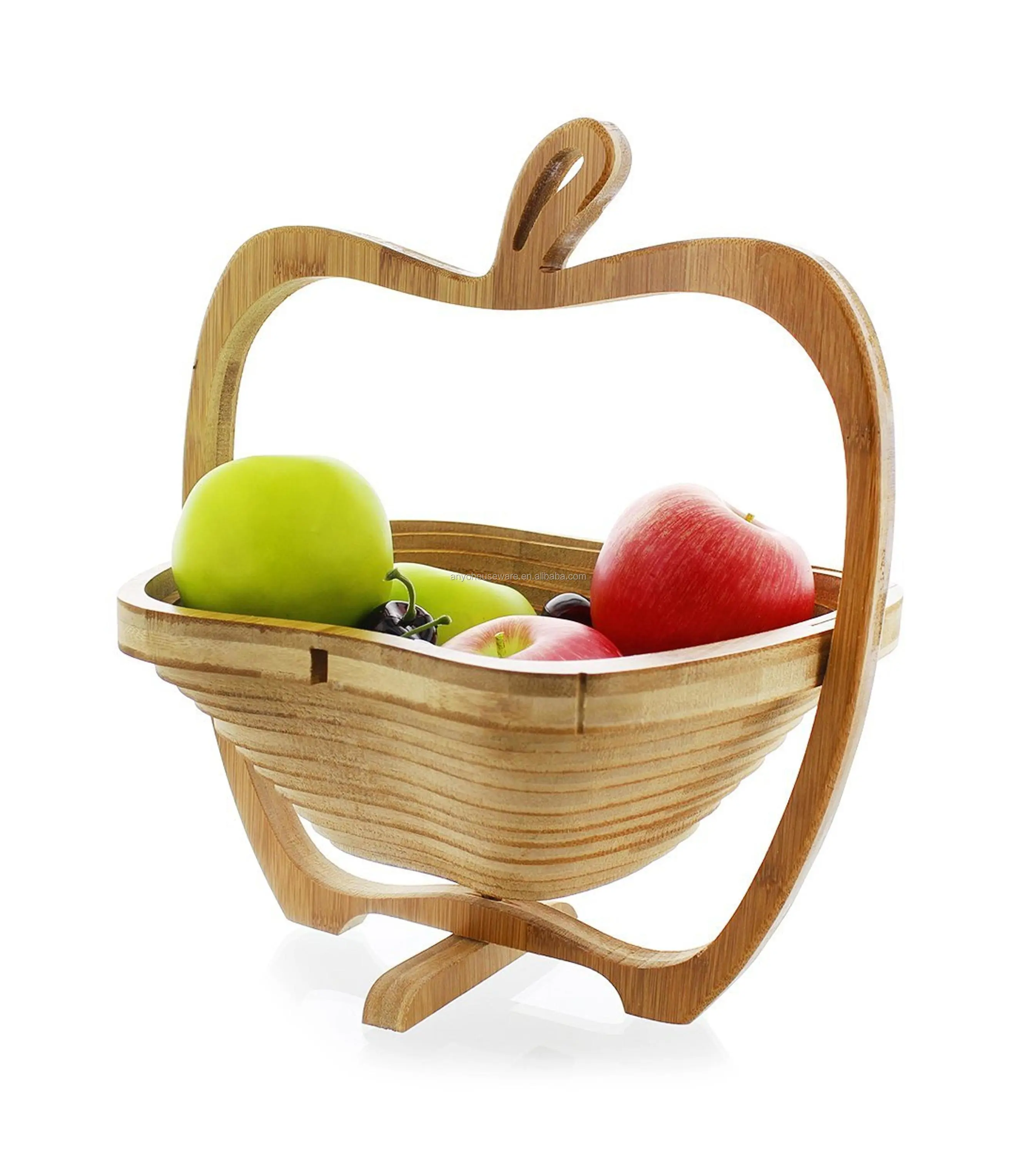 Fanny cat shape food grade bamboo folding fruit basket