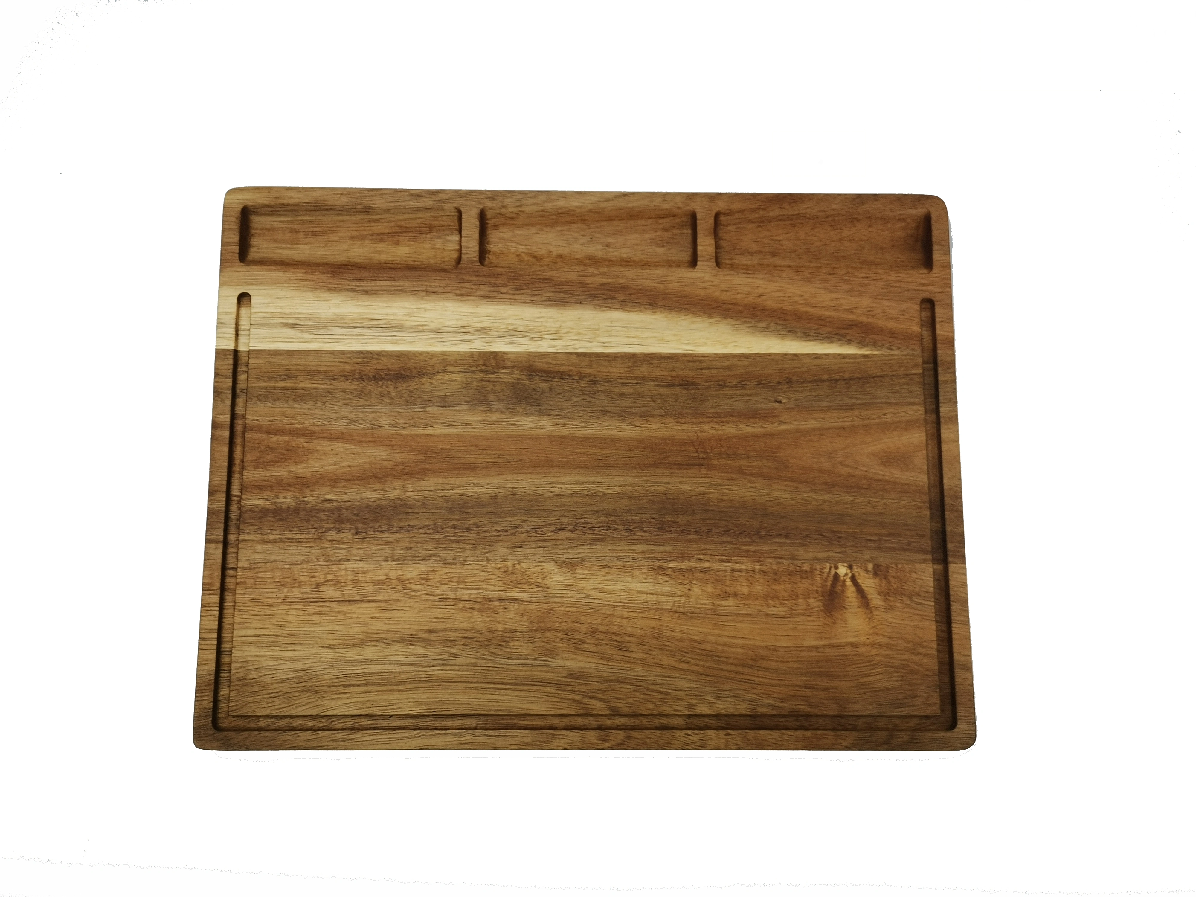 Multifunctional Food Storage acacia Cutting Board With 3 Compartments and Grooves