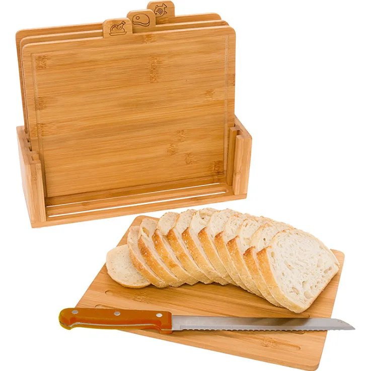 Portable classified customized natural bamboo kitchen cutting board set