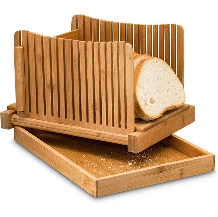 Rectangle shape foldable manual bamboo 3mm bread or toast slicer
