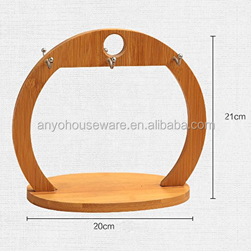 High Quality Bamboo Holds 6 Cups Coffee Cup Holder Home Kitchen Storage Rack