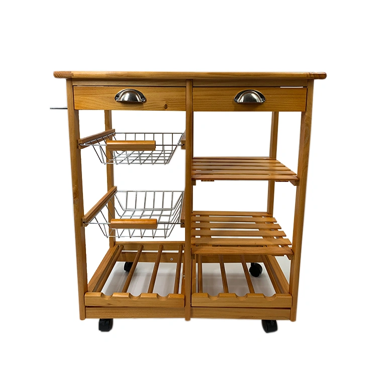 High quality Wood Kitchen Storage Cart wooden bamboo kitchen trolley with drawers