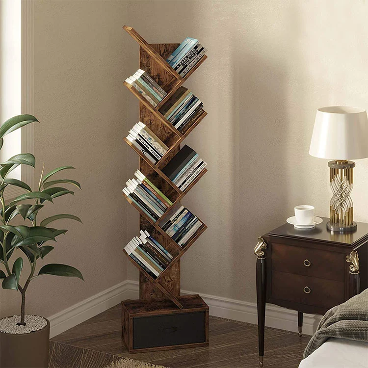 Wholesale High Quality Wood Quality Tree Type Bookshelf Modern With Drawer