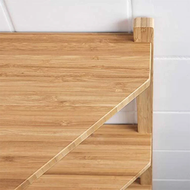 High quality Household Corner Rack Bamboo Bathroom Storage Shelf