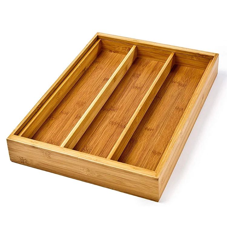 Bamboo Drawer Storage Organizer Adjustable Expandable Dividers