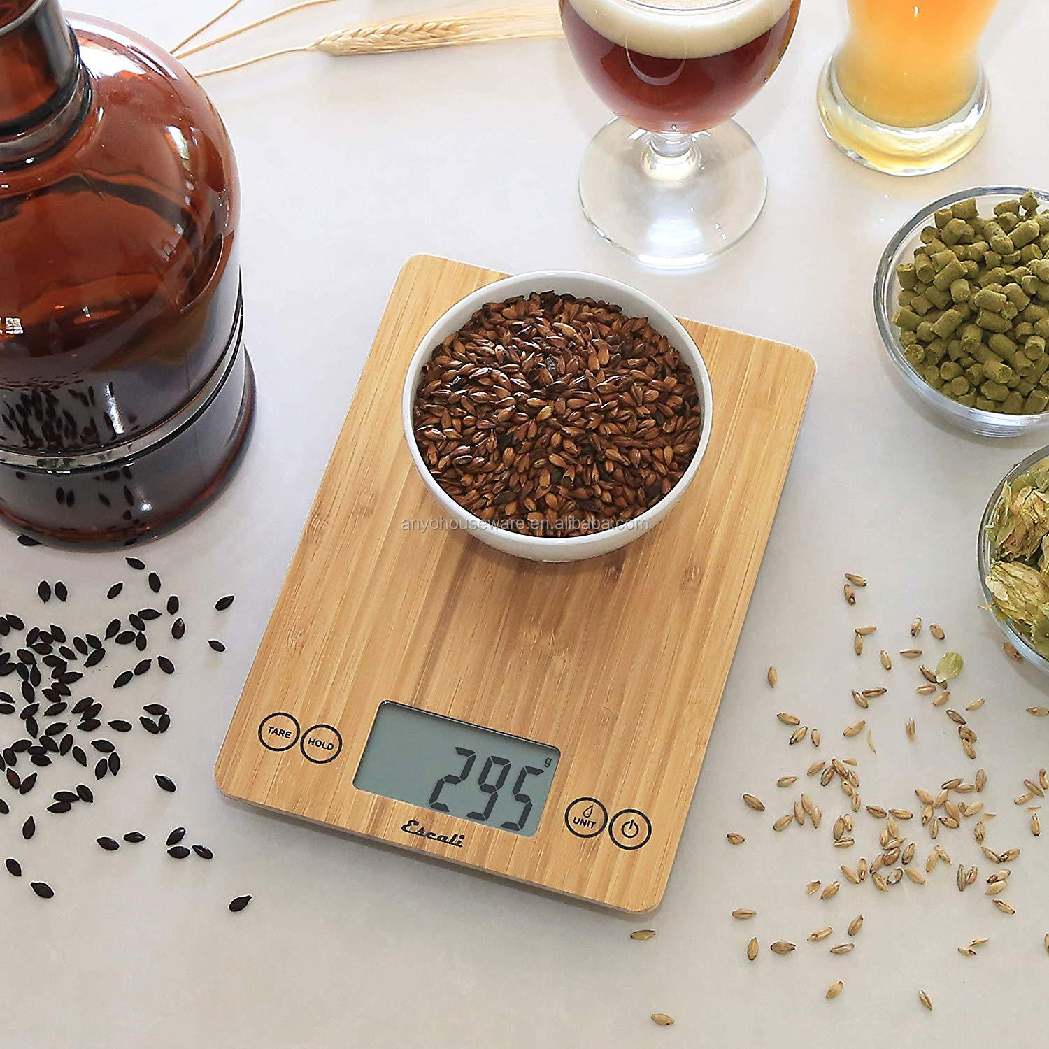 Eco-friednly Natural Bamboo Cutting Board with Weight Scale for Kitchen