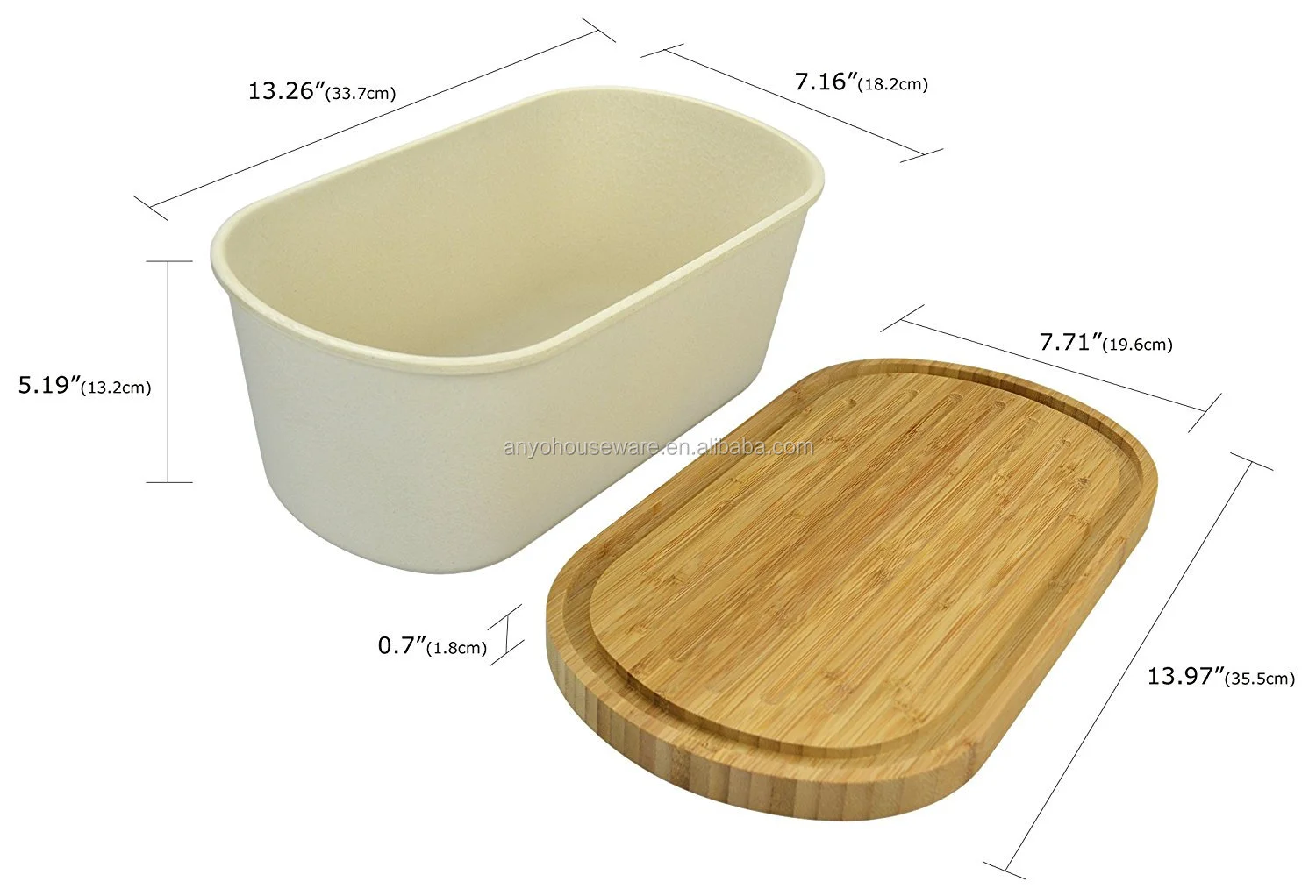 Kitchenware bamboo fiber bread storage box