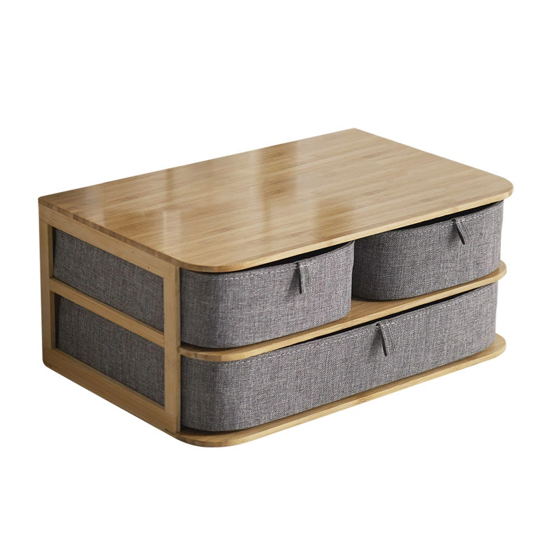 Home bamboo drawer type desktop storage boxes cosmetics jewelry stationery organizer storage box