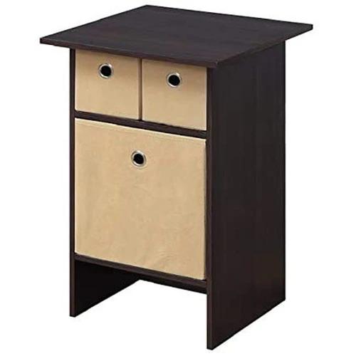3 Beige Easy Pull Storage Bins Drawers Nightstand Side End Table