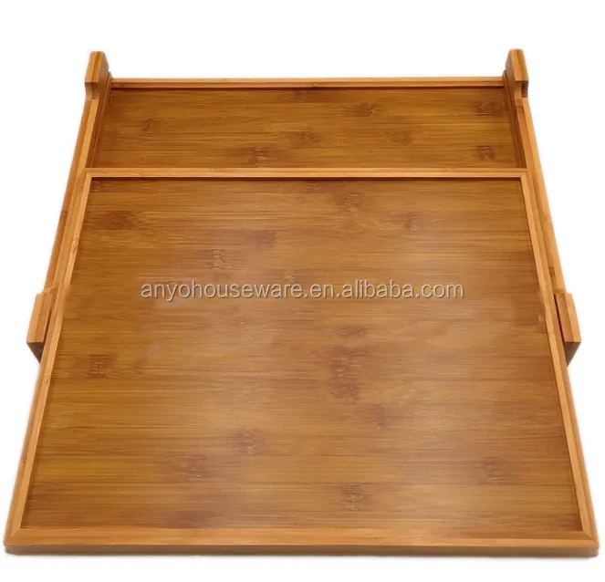 New Design Two-tiers With Drawer Food Bamboo Wooden Serving Tray
