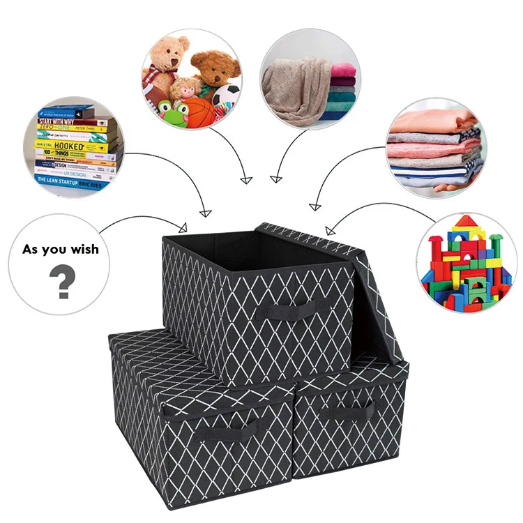 Anyo Grey linen folding jewelry children's toys and clothing sundry storage box