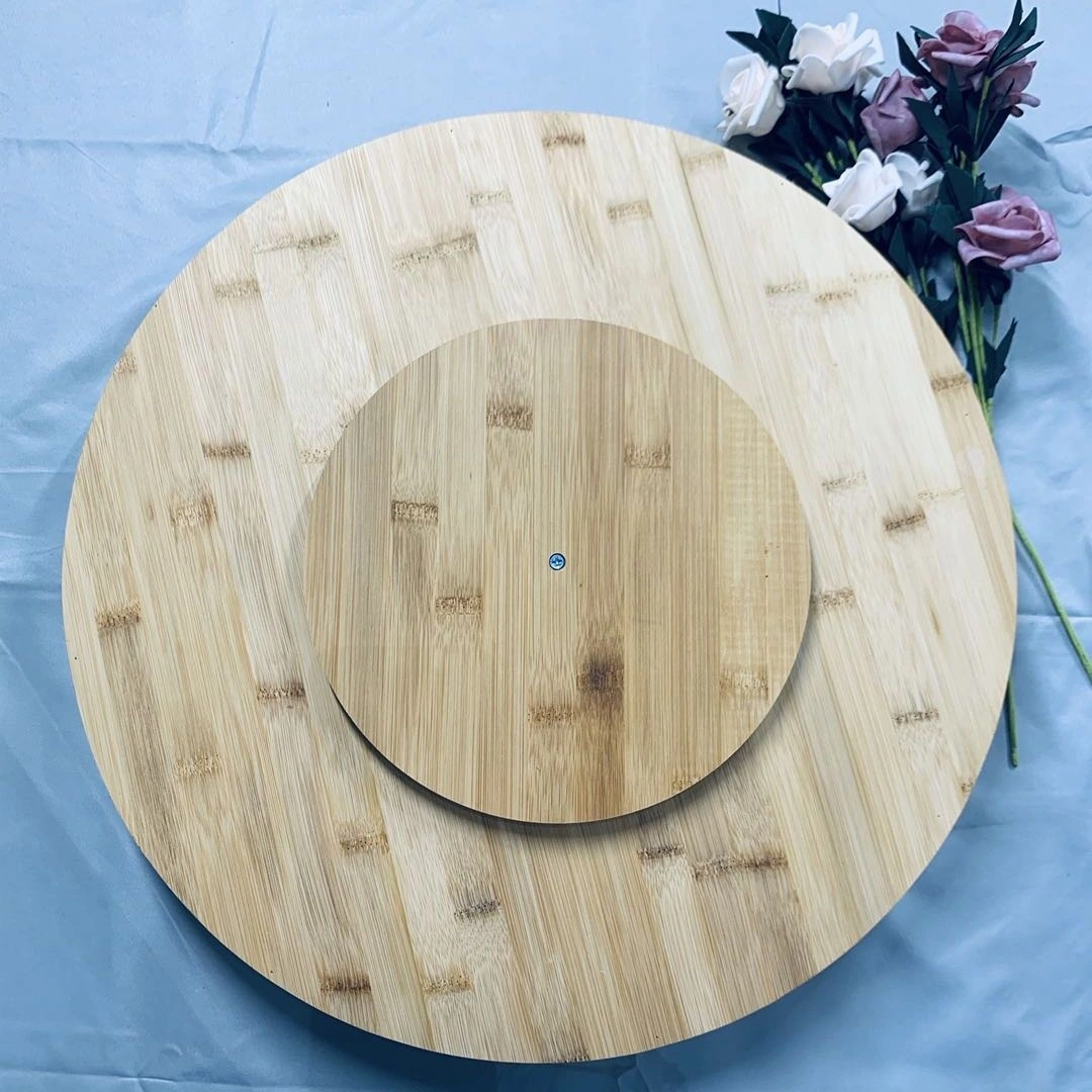 Bamboo Lazy Susan Kitchen Turntable serving tray for Pantry Cabinet or Table