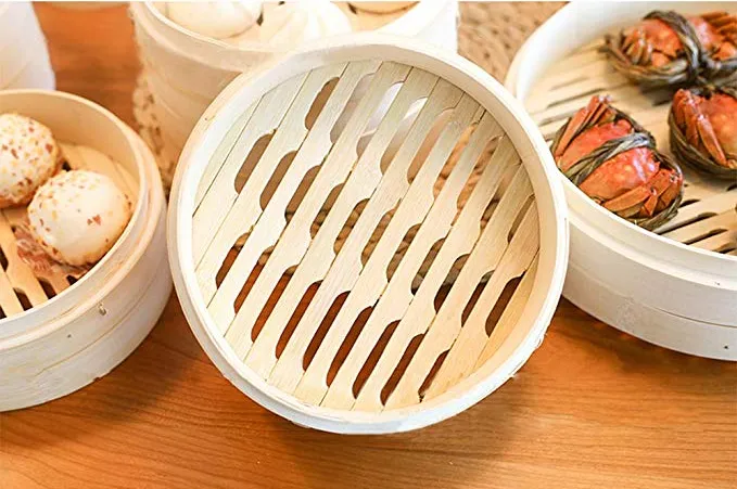 Kitchen Bamboo Food Steamer Basket Case Hand Woven Baskets Sheets