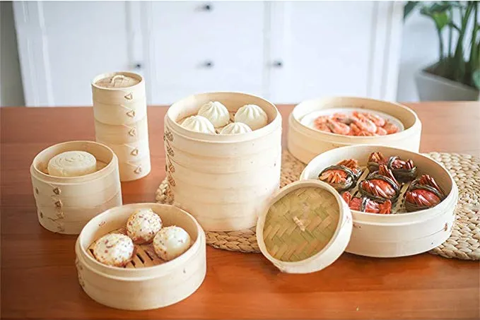 Kitchen Bamboo Food Steamer Basket Case Hand Woven Baskets Sheets