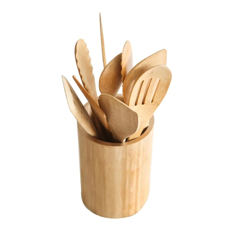 China factory wholesale bamboo food grade cooking and serving kitchen utensil set