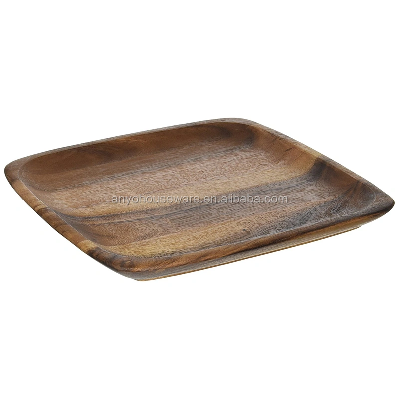 Custom Square Natural Acacia Wood Plates For Food