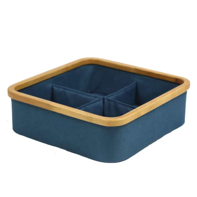 Bamboo Rim Storage Multi-functional household Oxford cloth and linen storage box