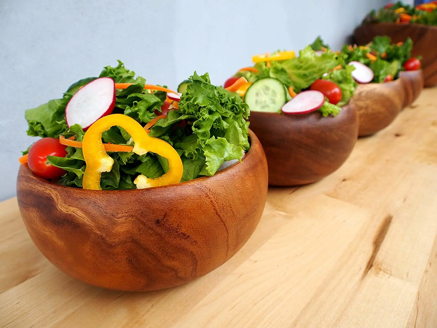 Acacia Wood Round Salad Bowl