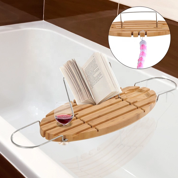 Eco-Friendly High Quality Bamboo Stand Wine Holder Book Rack Bathroom Shelf Bathtub Caddy Tray