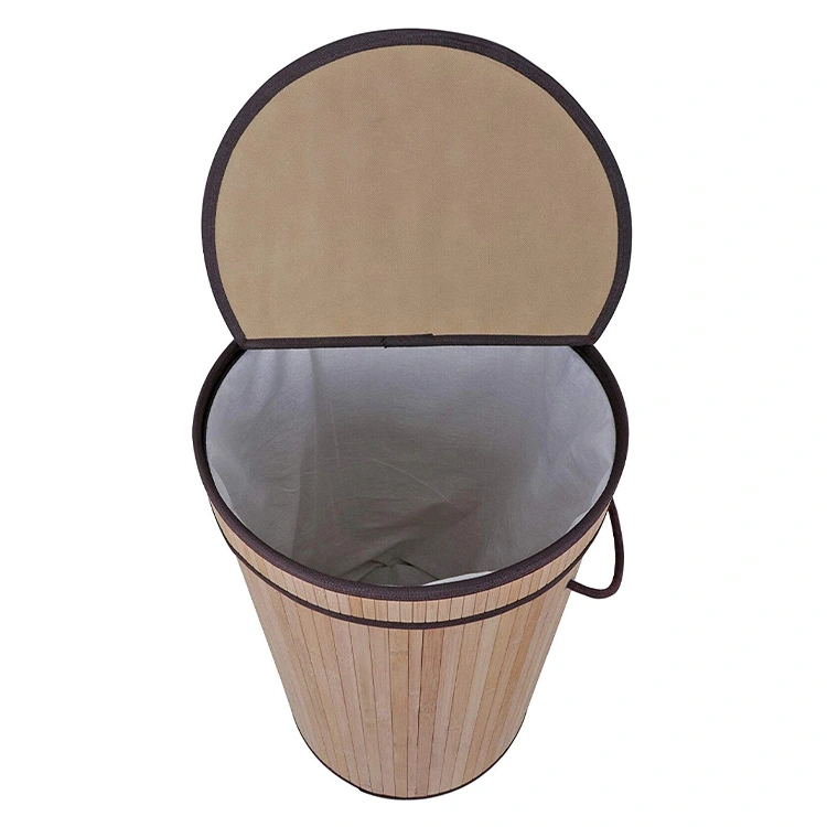 High Quality Supplier Handwoven Wire Bamboo Round Laundry Basket Inner Bag Price