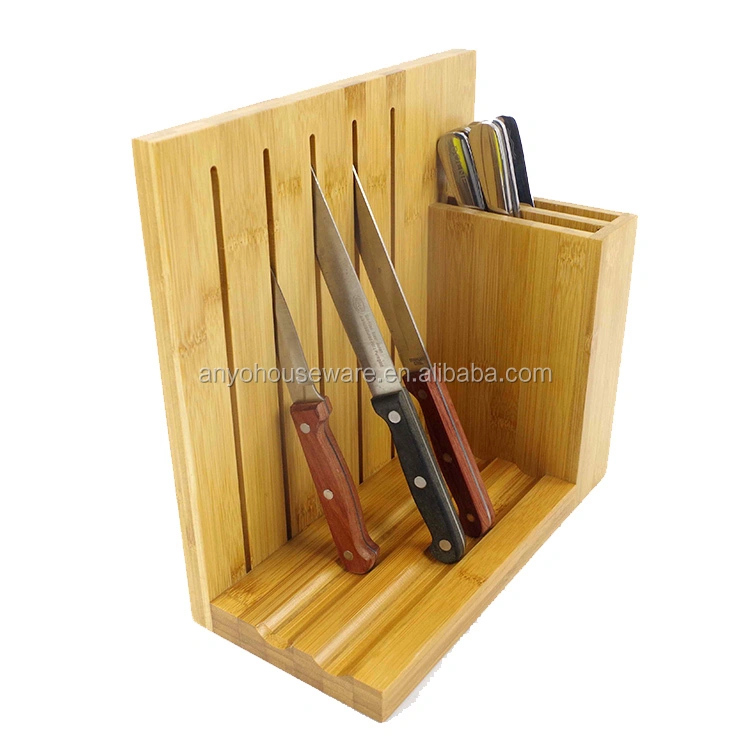 Kitchen knife set bamboo holder with cutting board
