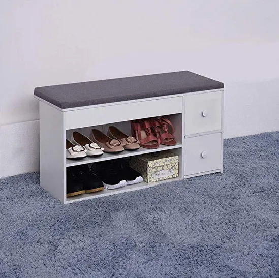 Shoes Bench Boot Organizer Shoe Rack Bench for Boots,2 Tier and 2 Drawer Compartment