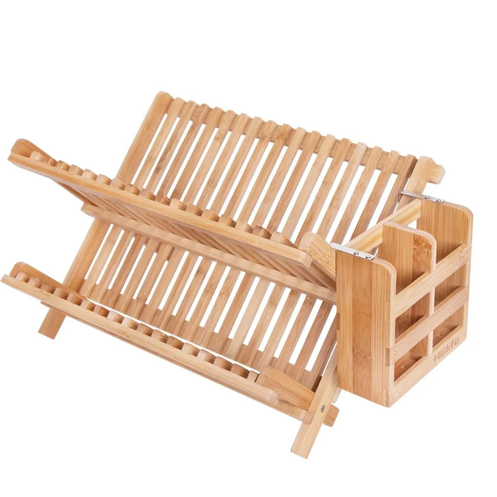 Bowl Cups Spoon Storage Over the Sink Bamboo Dish Drying Rack