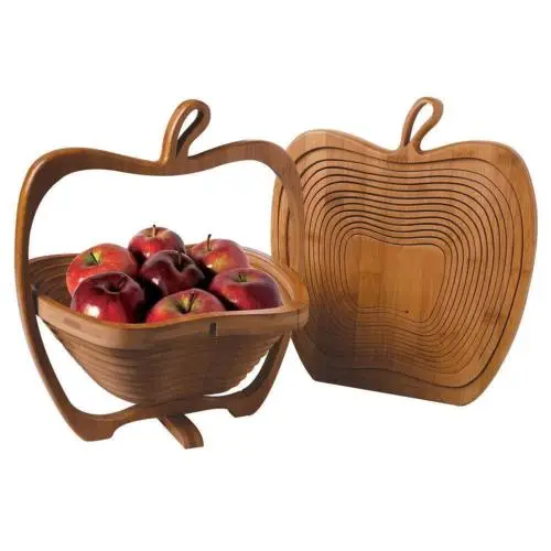 Collapsible Bamboo Fruit Basket Dried Fruit Basket Tray Snack Box Holiday Food Tray Fruit Bowl Holder