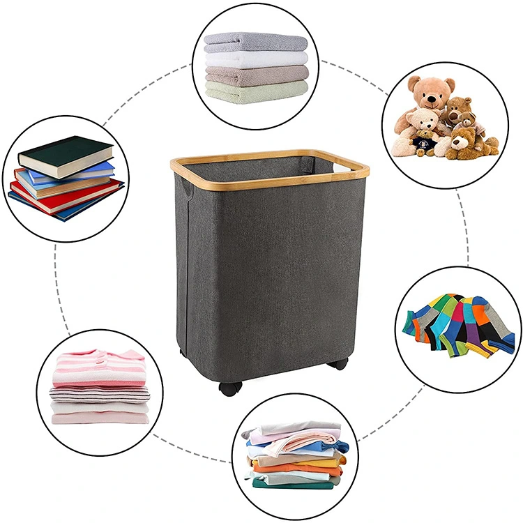 High quality Large Laundry foldable basket organizer with wheel for hotel 60L