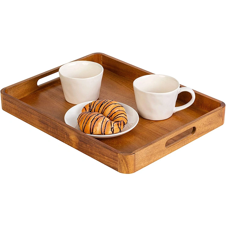 Factory Manufacturer Hotel Bamboo Plate Snack Soap Tray Serving With Handle