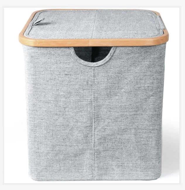 Bamboo Laundry Hamper with Lid Collapsible Large Baskets Water-proof Dirty Clothes Basket